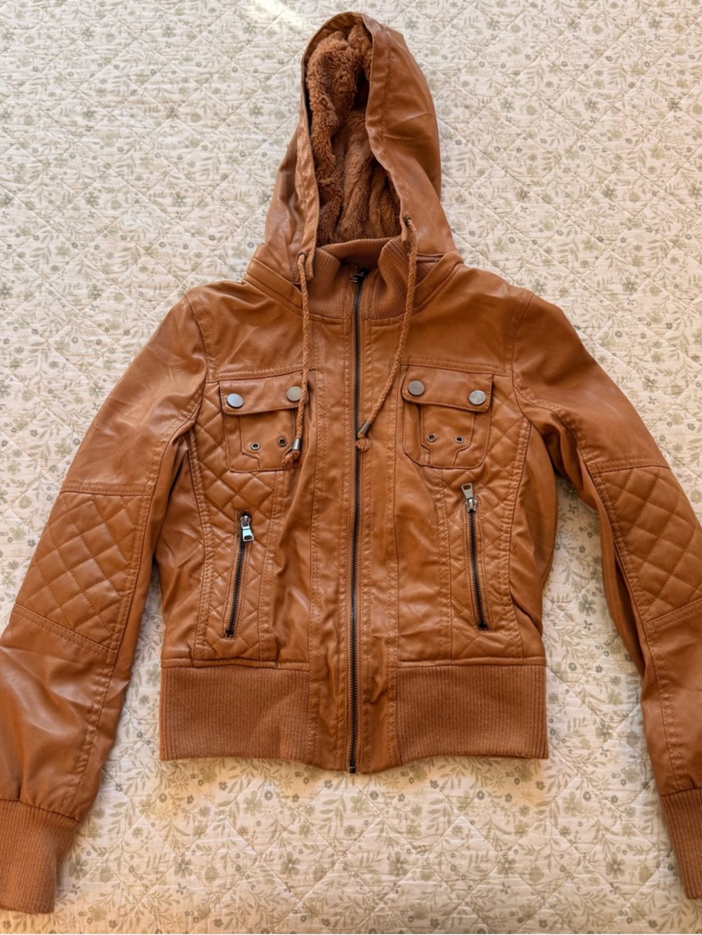 Ci Sono faux leather moto jacket with inside fur